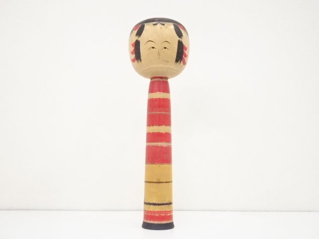 JAPANESE FOLK CRAFT / WOODEN KOKESHI DOLL / 30.5cm / SIGNED ARTISAN WORK